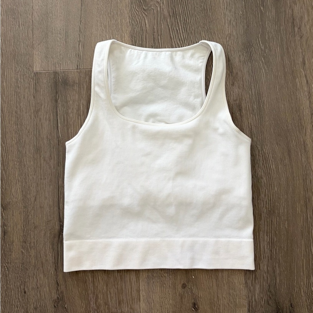 DSG White Ribbed Cropped Tank